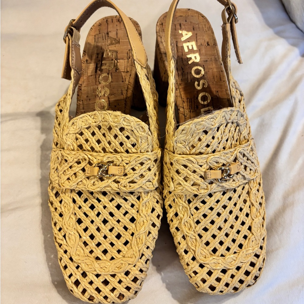 AEROSOLES Braided Tan Slingback Sandals